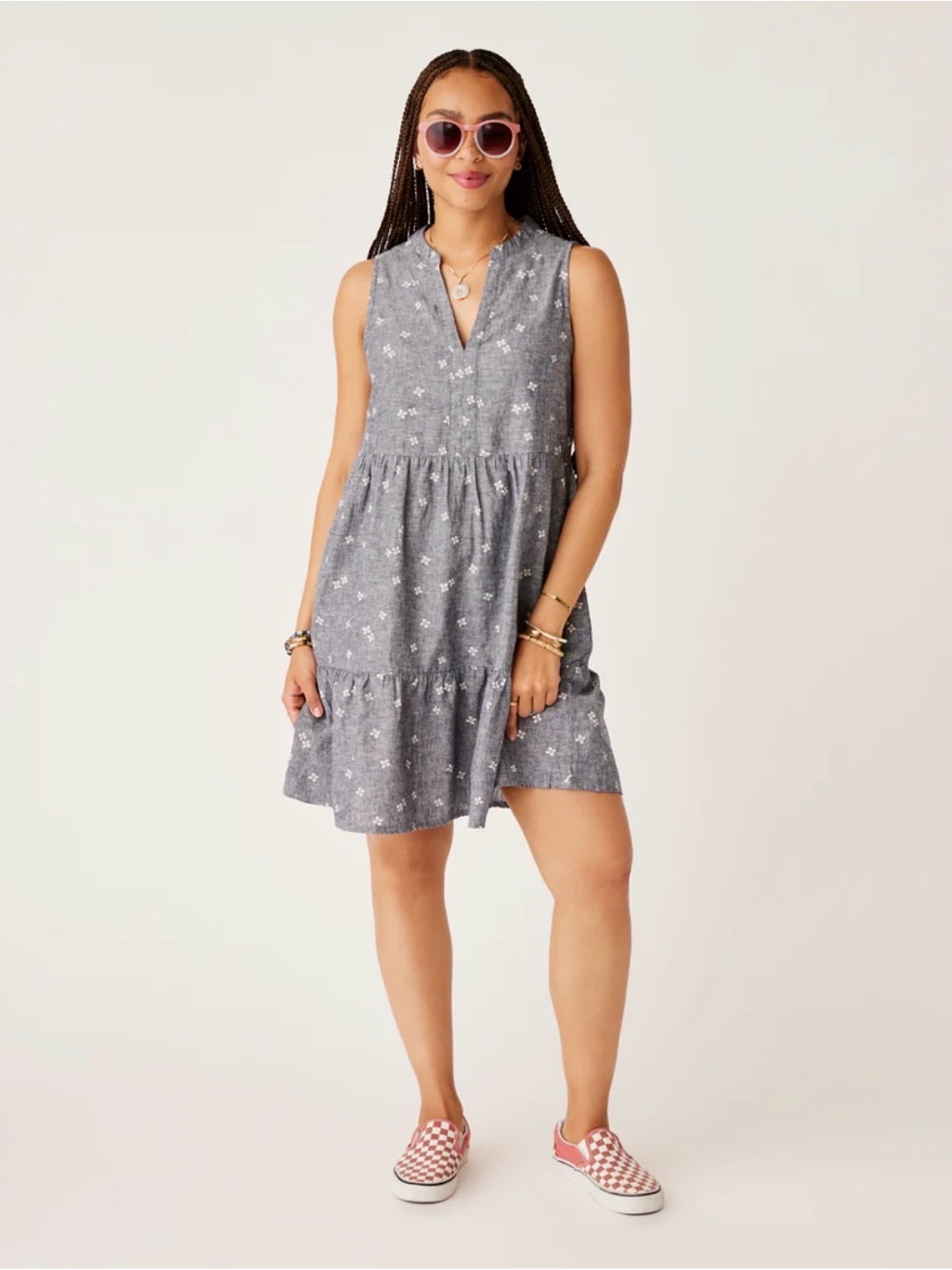 Carve Designs Nellie Linen Blend Dress Tiered Size Medium